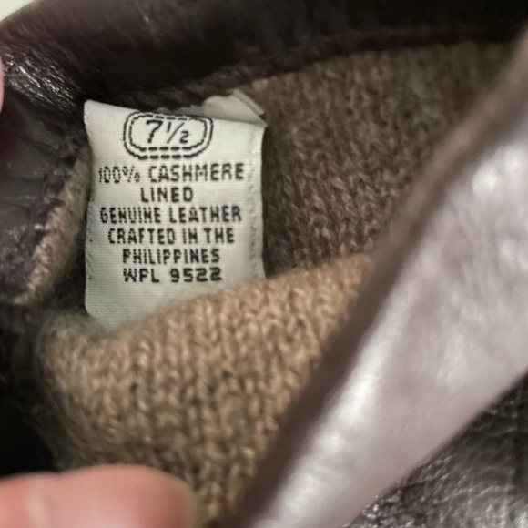 Vintage buttery soft chocolate brown leather gloves size 7 1/2 cashmere lined - Picture 3 of 3